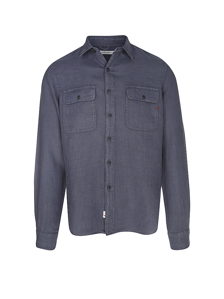 REPLAY Leinenhemd Regular Fit  blau | XXL von Replay