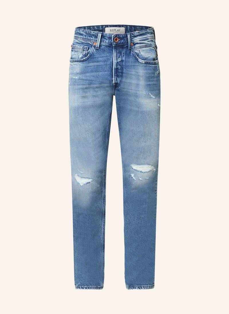 Replay Destroyed Jeans Willbi Regular Slim Fit blau von Replay