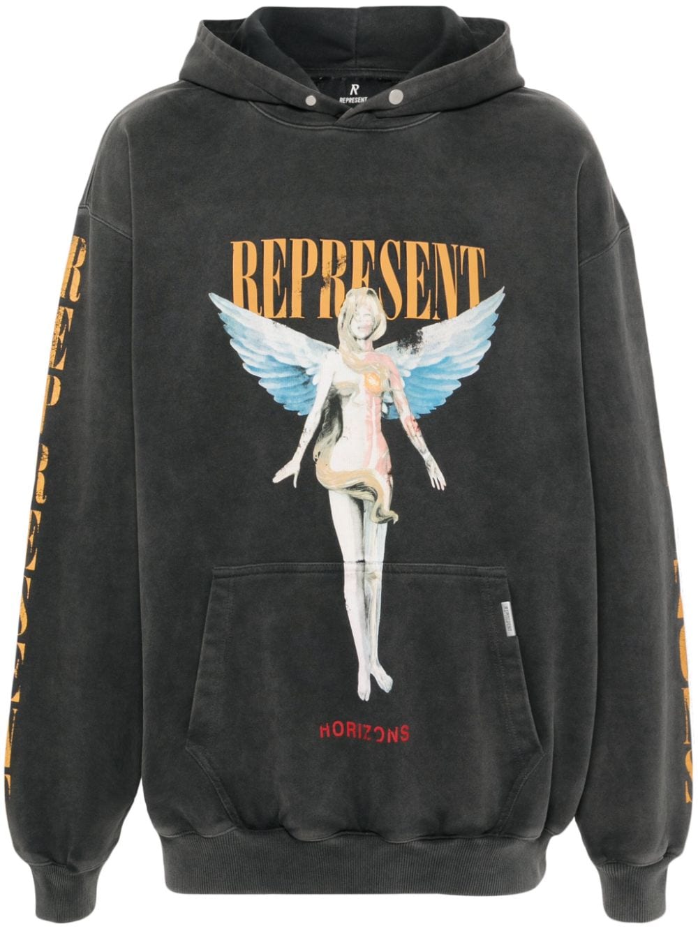 Represent Reborn graphic-print hoodie - Grey von Represent