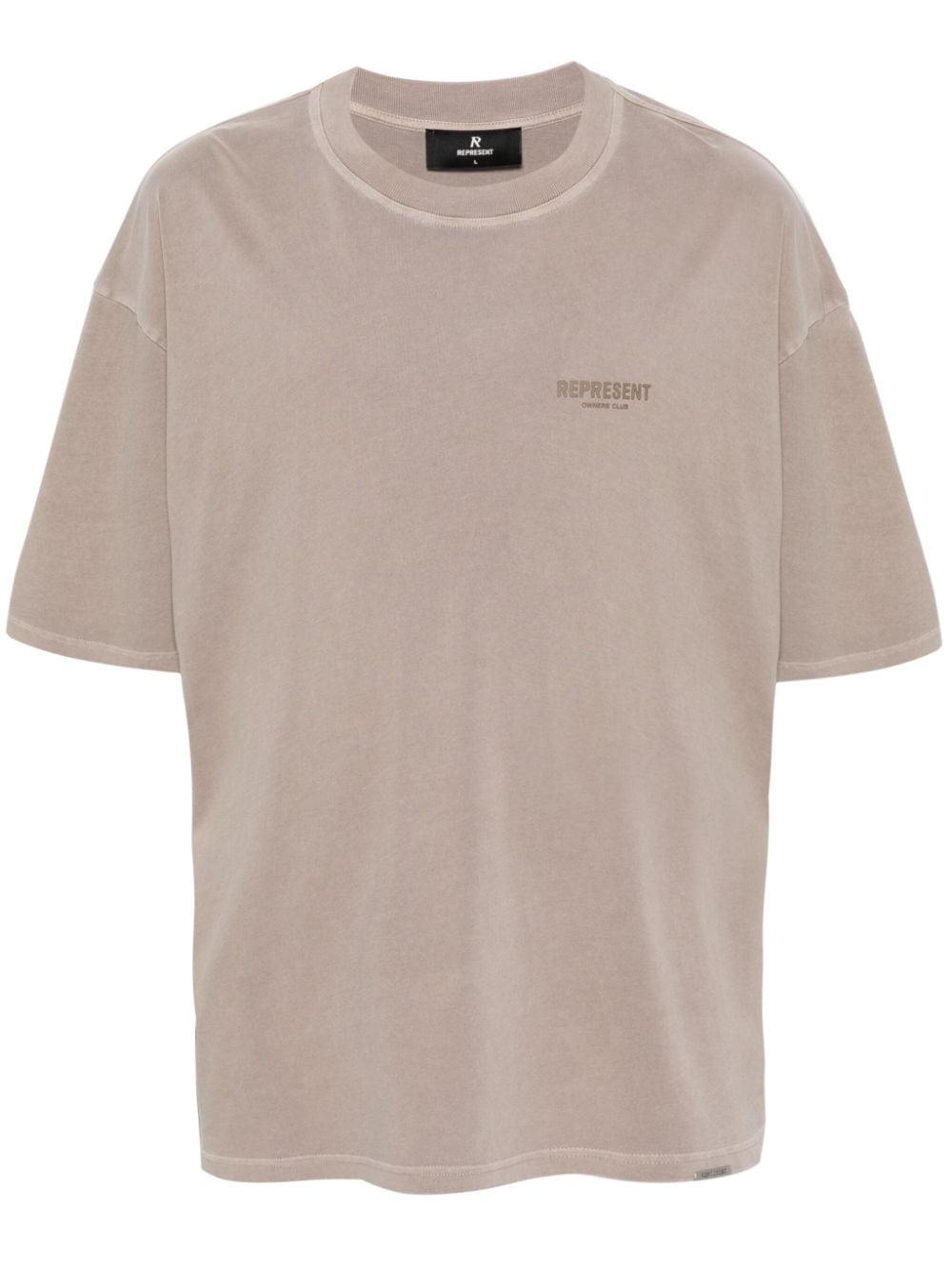 Represent appliqué-logo cotton T-shirt - Neutrals von Represent