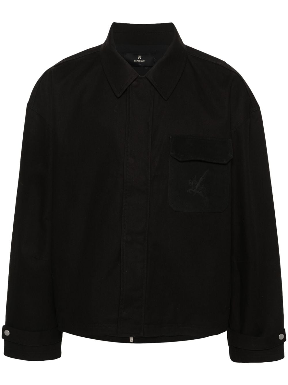 Represent logo-engraved cotton jacket - Black von Represent