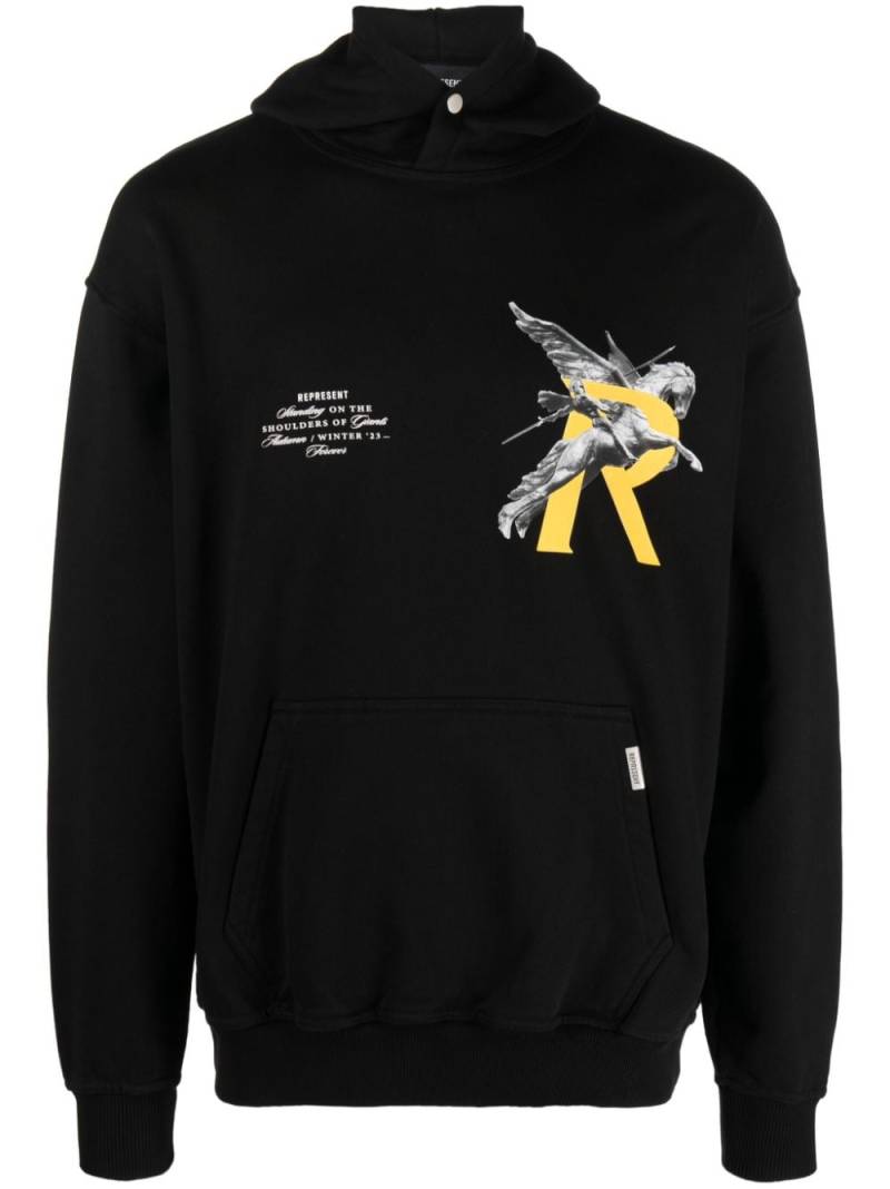 Represent logo-print cotton hoodie - Black von Represent