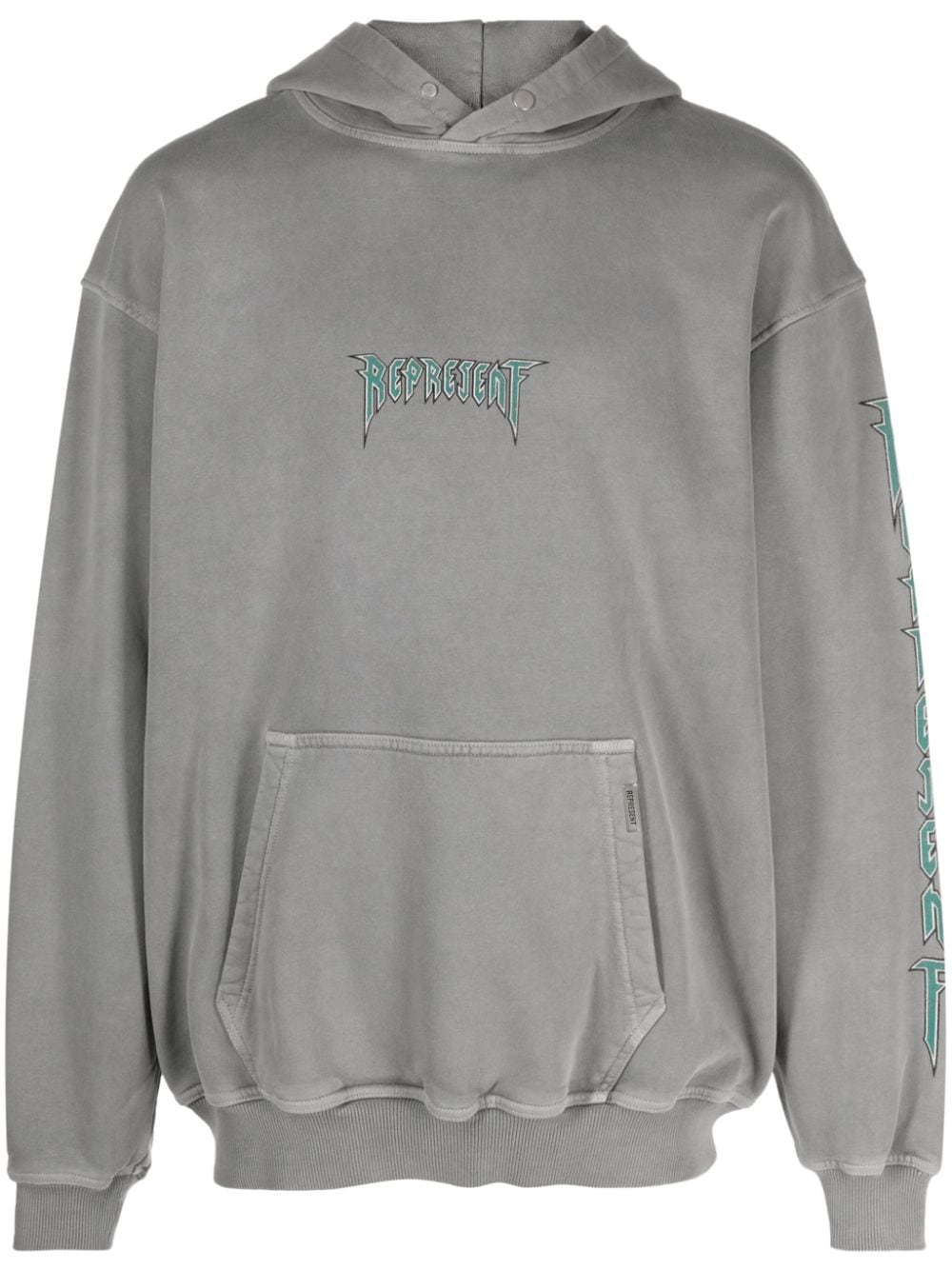 Represent logo-print cotton hoodie - Grey von Represent
