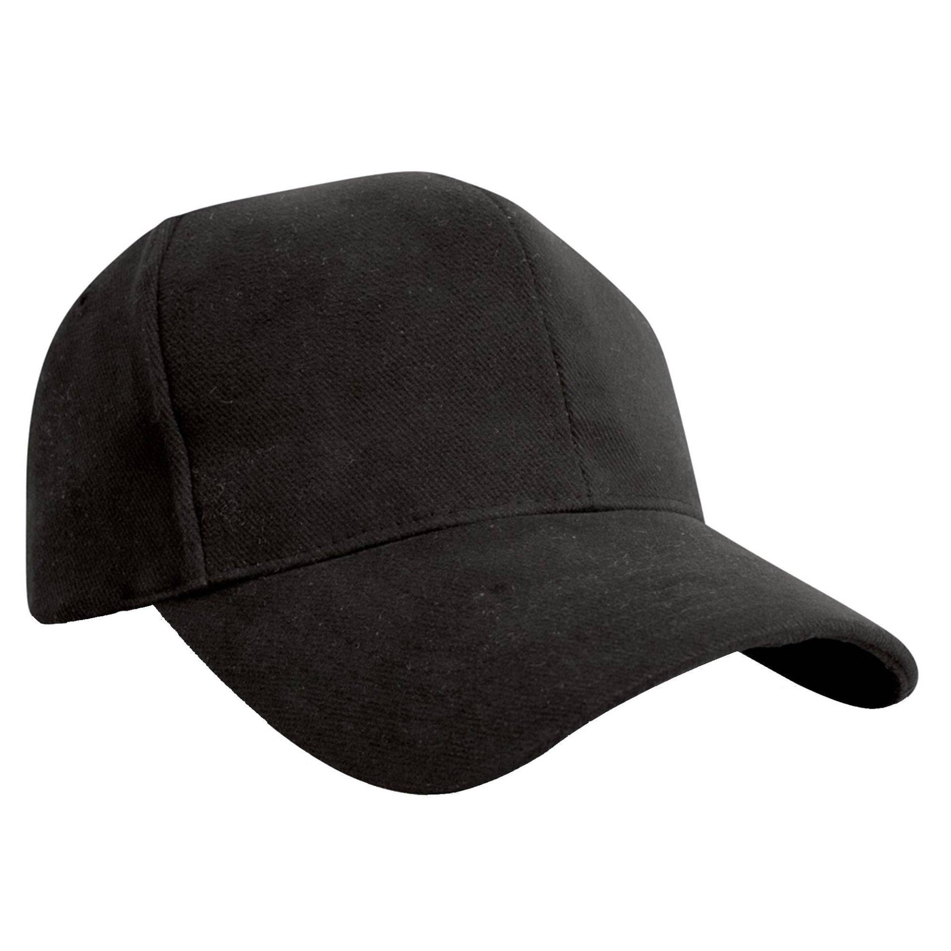 Pro Style Schwerer Gebürsteter Baumwolle Baseball Cap Herren Schwarz ONE SIZE von Result