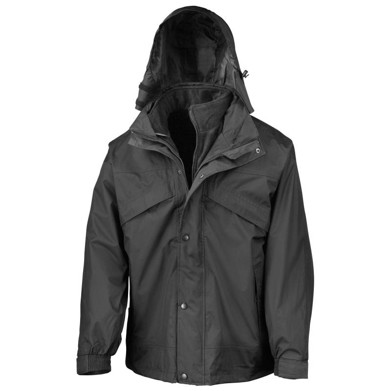 3in1 Stormdri Jacke Mit Reißverschluss Und Druckknöpfen, Wasserabweisend, Winddicht Herren Schwarz XS von Result