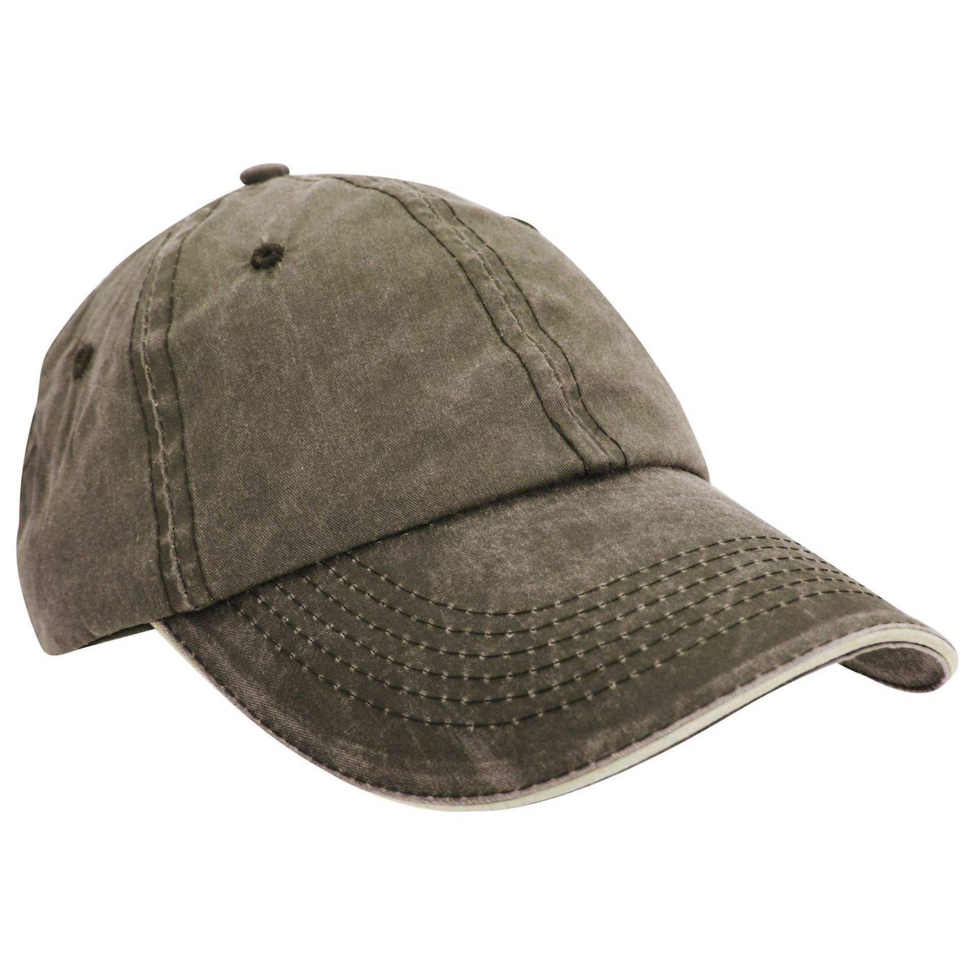 Gewaschen Fine Line Baumwolle Baseball Cap Mit Sandwich Peak (2er Pack) Herren Olivegrün ONE SIZE von Result