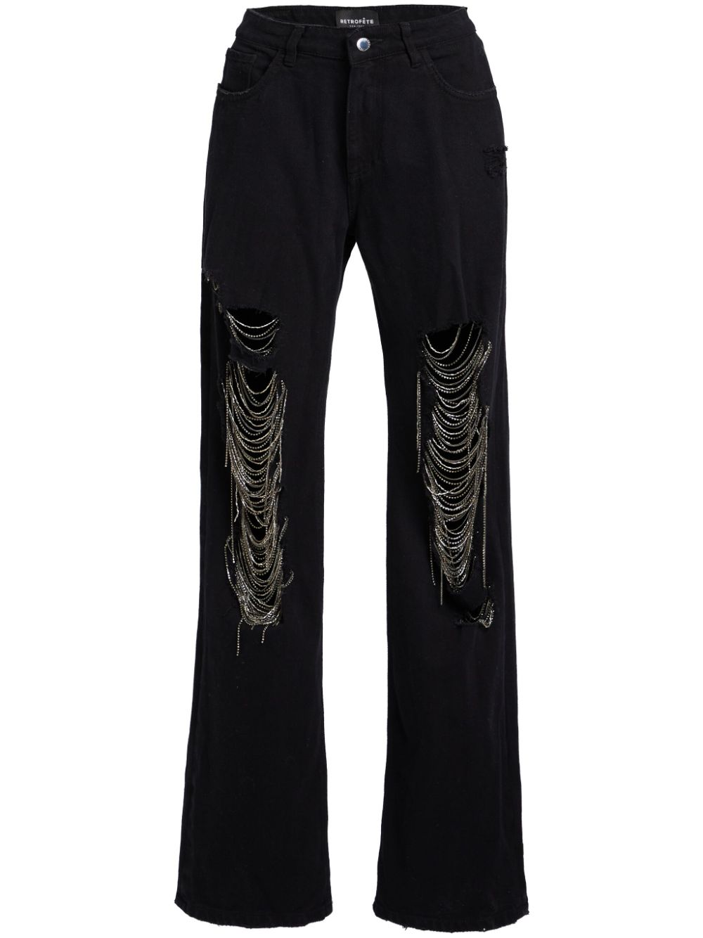 Retrofete Marlowe rhinestone-embellished straight-leg jeans - Black von Retrofete