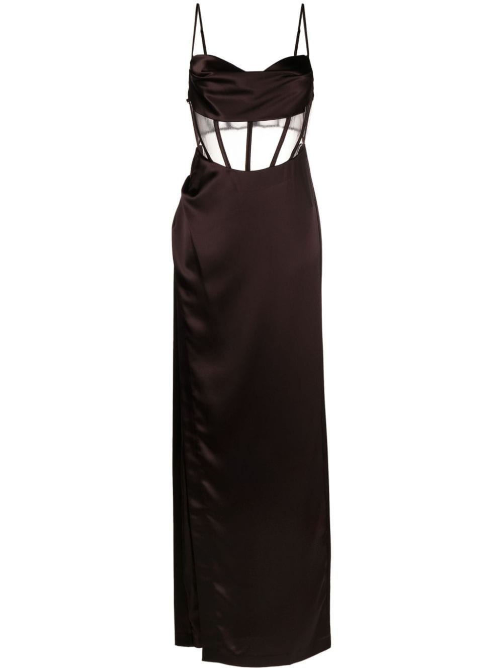 Retrofete Rosa corset-style satin fitted dress - Brown von Retrofete