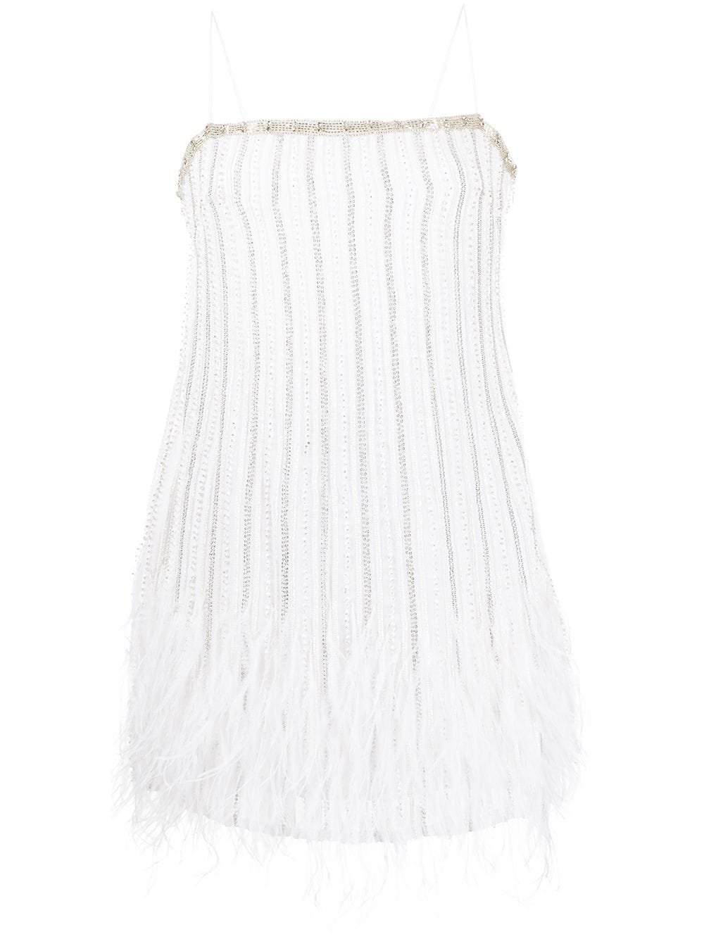 Retrofete Rubina sequin feather embellished dress - White von Retrofete