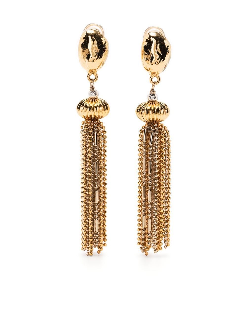 Rewind Vintage Affairs Goossens tassel clip-on earrings - Gold von Rewind Vintage Affairs