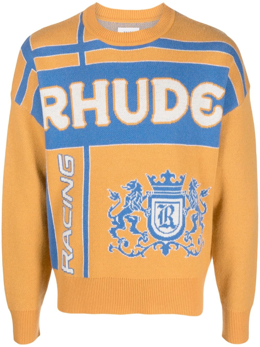 RHUDE Palm jacquard crew neck jumper - Orange von RHUDE