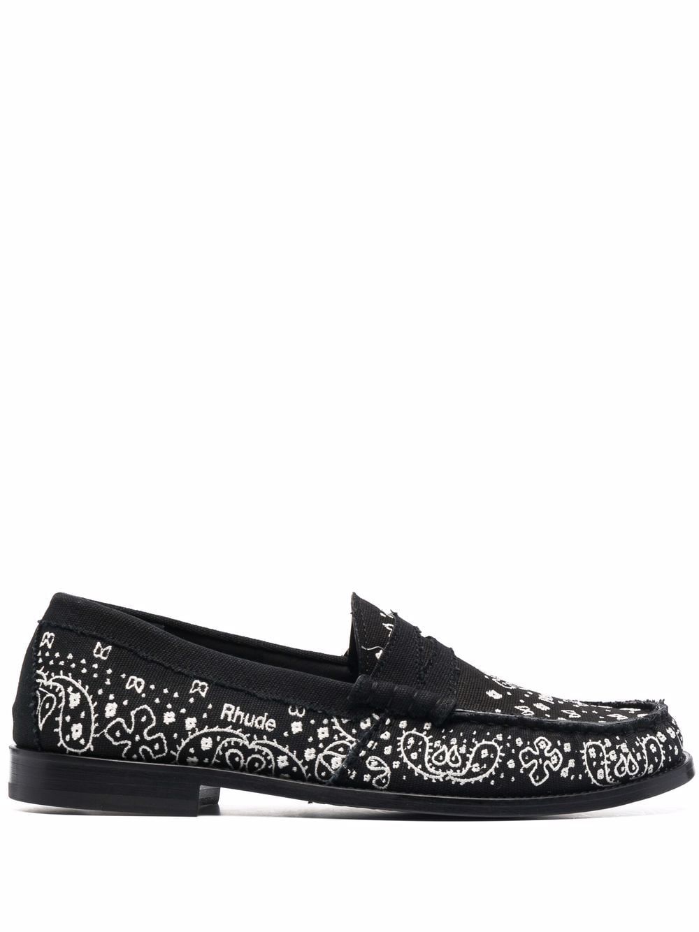 RHUDE bandana-print raw-cut loafers - Black von RHUDE