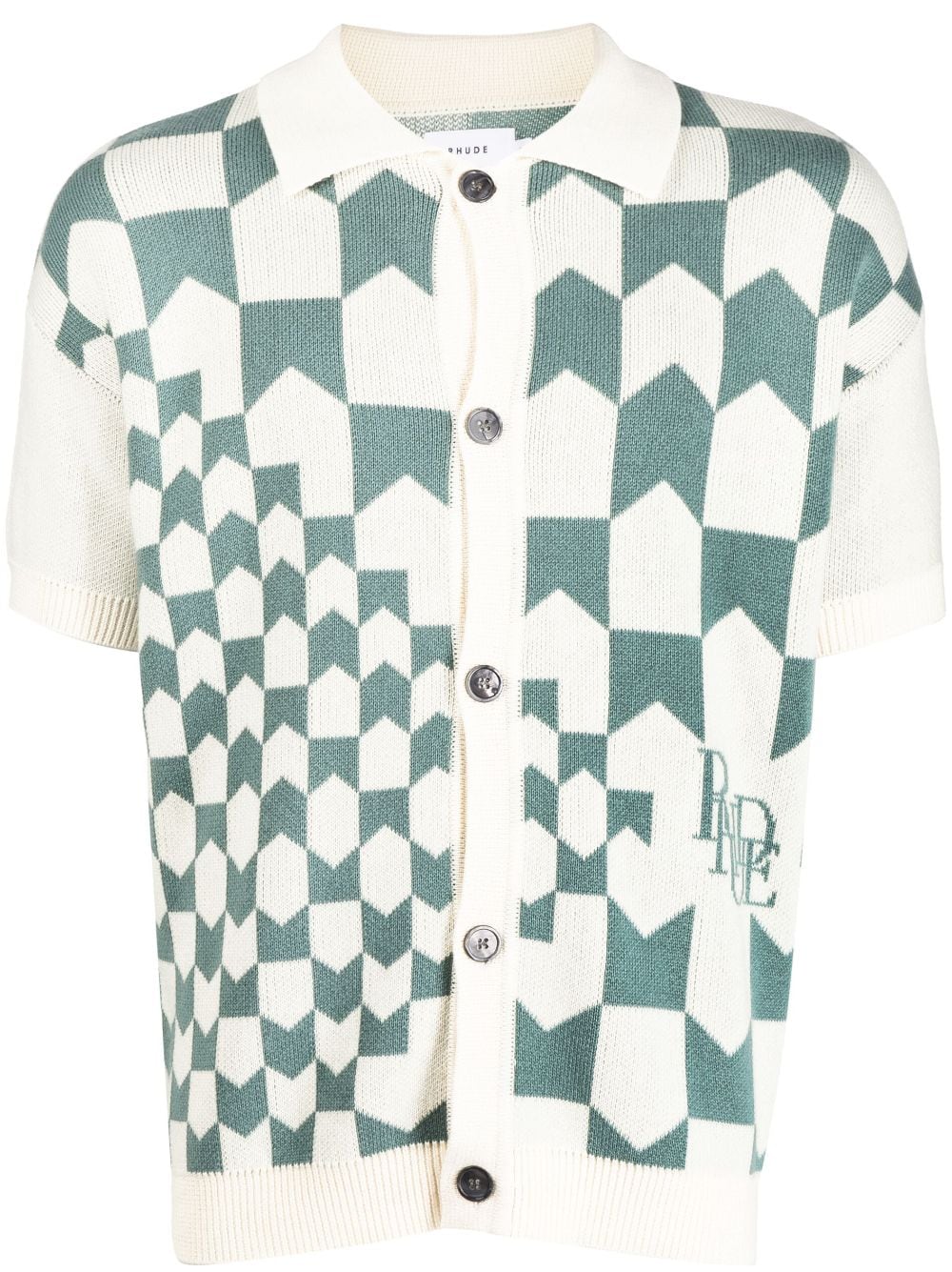 RHUDE check-print knitted polo shirt - Green von RHUDE