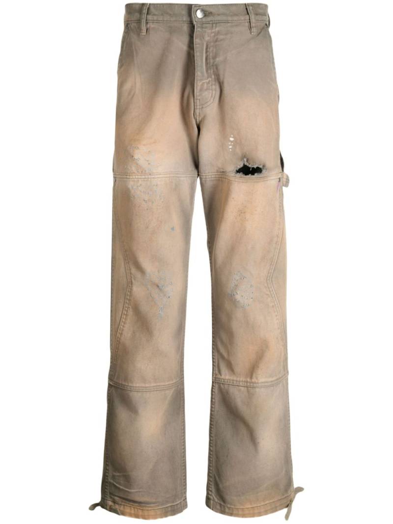 RHUDE distressed-effect straight-leg jeans - Green von RHUDE