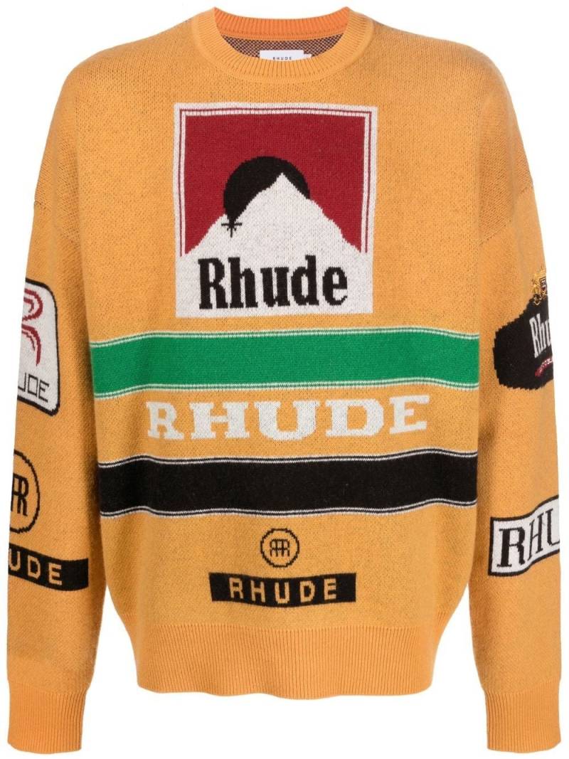 RHUDE intarsia-knit crew neck jumper - Orange von RHUDE