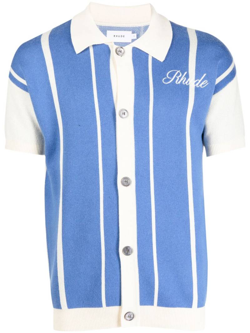 RHUDE logo-embroidered striped polo shirt - Blue von RHUDE