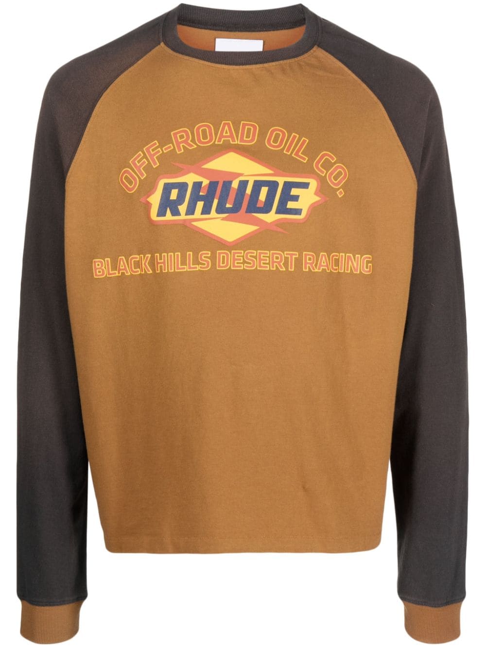 RHUDE logo-print two-tone stretch-cotton T-shirt - Orange von RHUDE