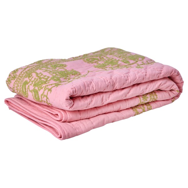 Rice - Cotton Quilt Blanket with Embroidery - Decke Gr 140 x 200 cm rosa;weiß von Rice
