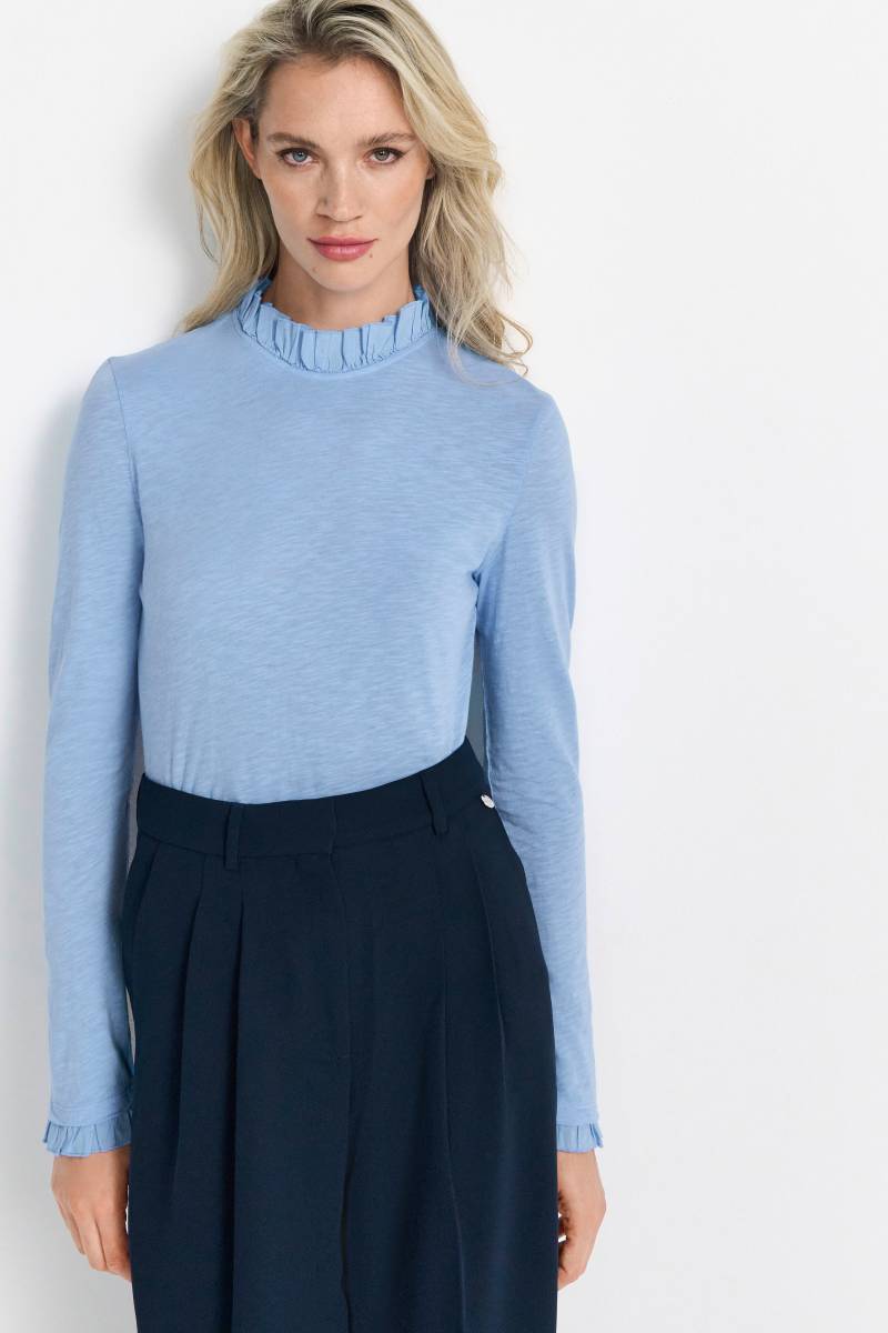 RICHROYAL Langarmshirt »2409 O Slub F LS«, mit Rüschenkante an Ausschnitt und Ärmelsaum von RICHROYAL