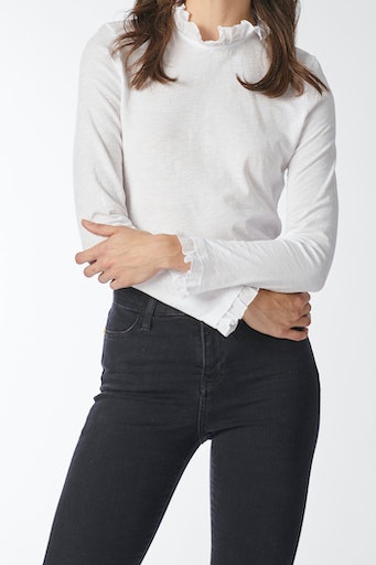 RICHROYAL Langarmshirt »2409 O Slub F LS«, mit Rüschenkante an Ausschnitt und Ärmelsaum von RICHROYAL