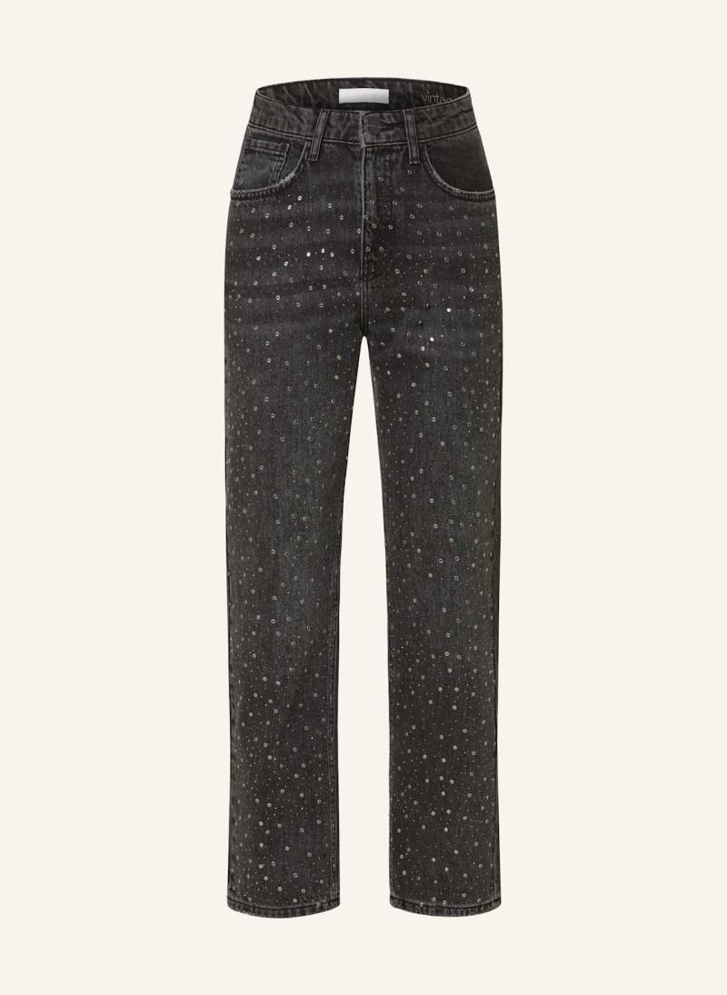 Rich & Royal Straight Jeans Mit Schmucksteinen schwarz von Rich & Royal