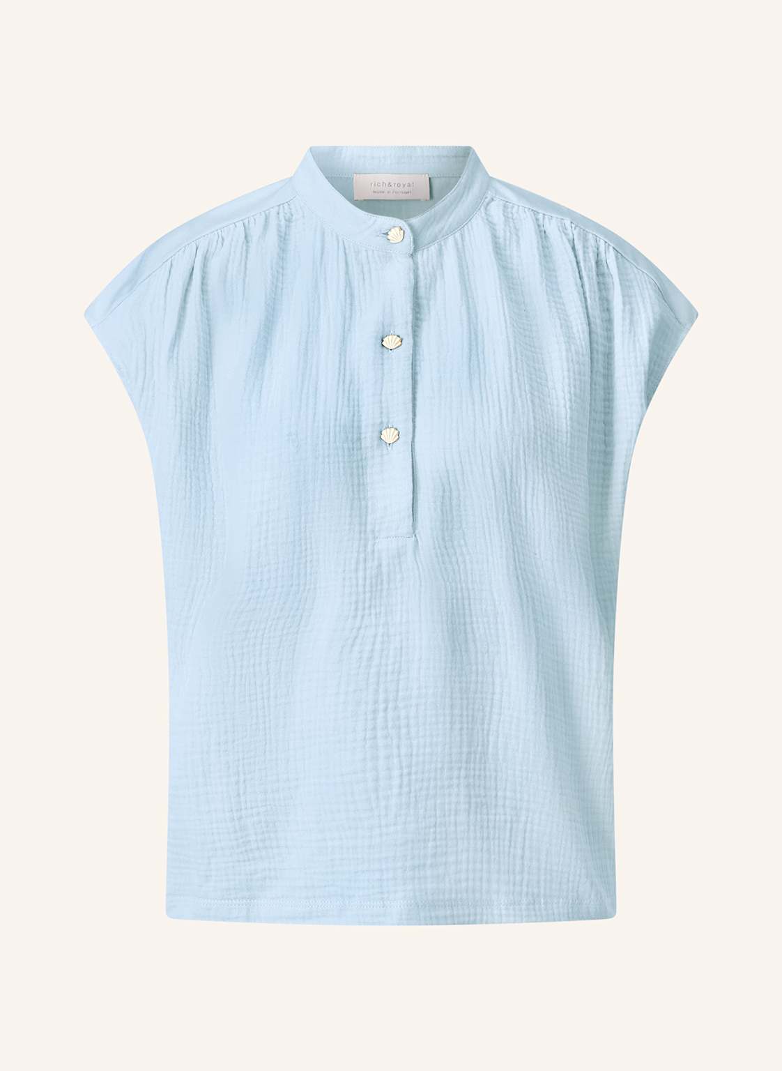 Rich & Royal T-Shirt Im Materialmix blau Rich & Royal T-Shirt Im Materialmix blau von Rich & Royal