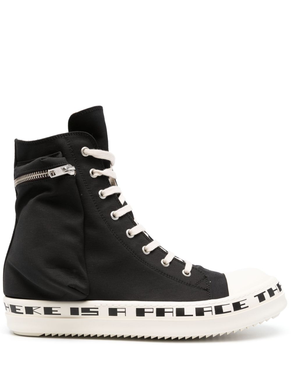 Rick Owens DRKSHDW slogan-print high-top sneakers - Black von Rick Owens DRKSHDW