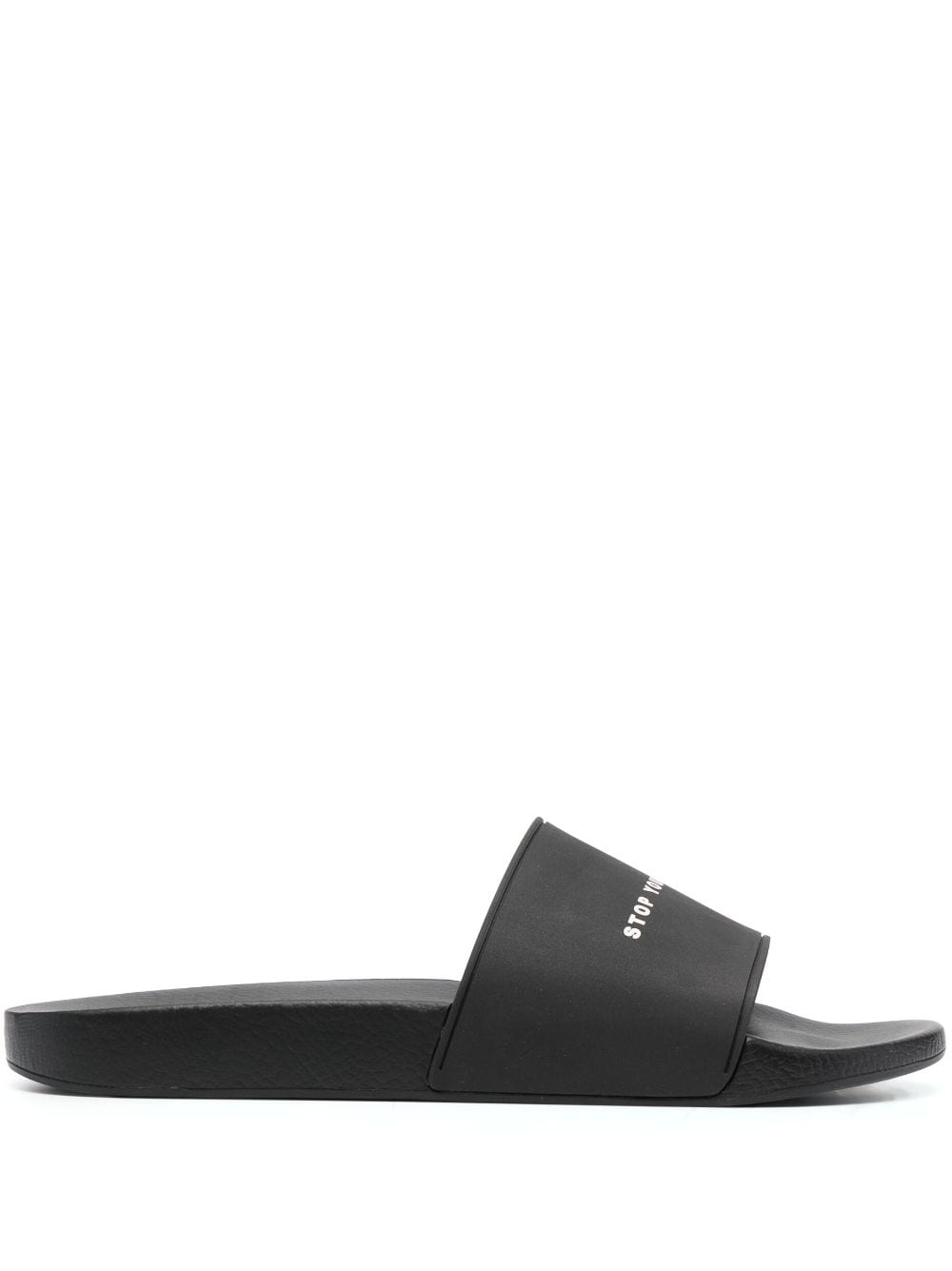 Rick Owens DRKSHDW slogan-print slides - Black von Rick Owens DRKSHDW