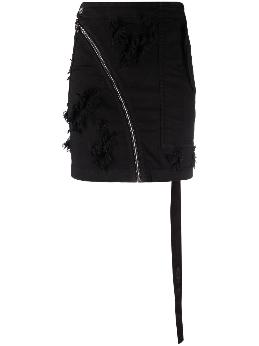 Rick Owens DRKSHDW zip-detail frayed skirt - Black von Rick Owens DRKSHDW