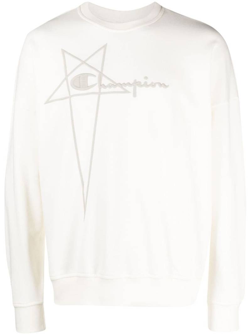 Rick Owens X Champion embroidered-logo cotton sweatshirt - Neutrals von Rick Owens X Champion