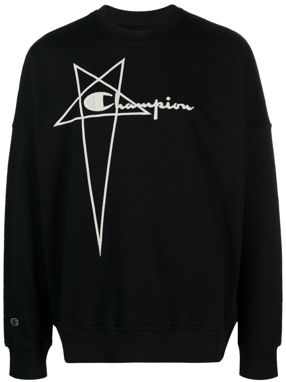 Rick Owens X Champion logo-embroidered cotton sweatshirt - Black von Rick Owens X Champion