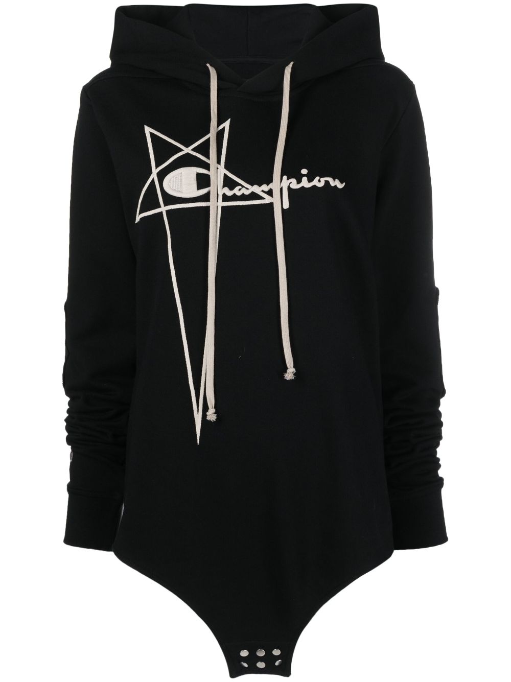 Rick Owens X Champion logo-embroidered organic-cotton hoodie - Black von Rick Owens X Champion