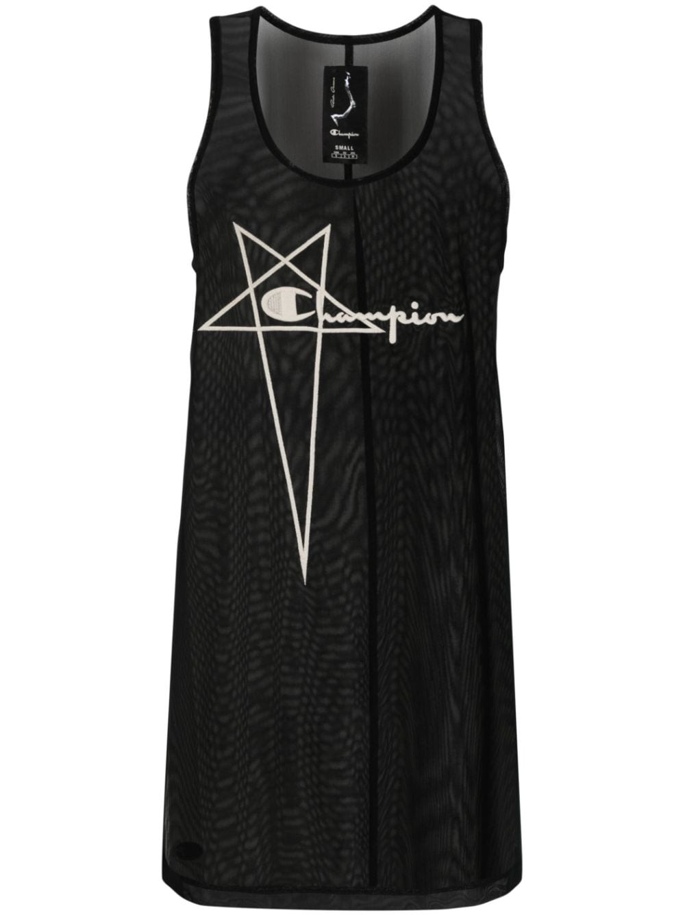 Rick Owens X Champion logo-embroidered sheer sleeveless dress - Black von Rick Owens X Champion