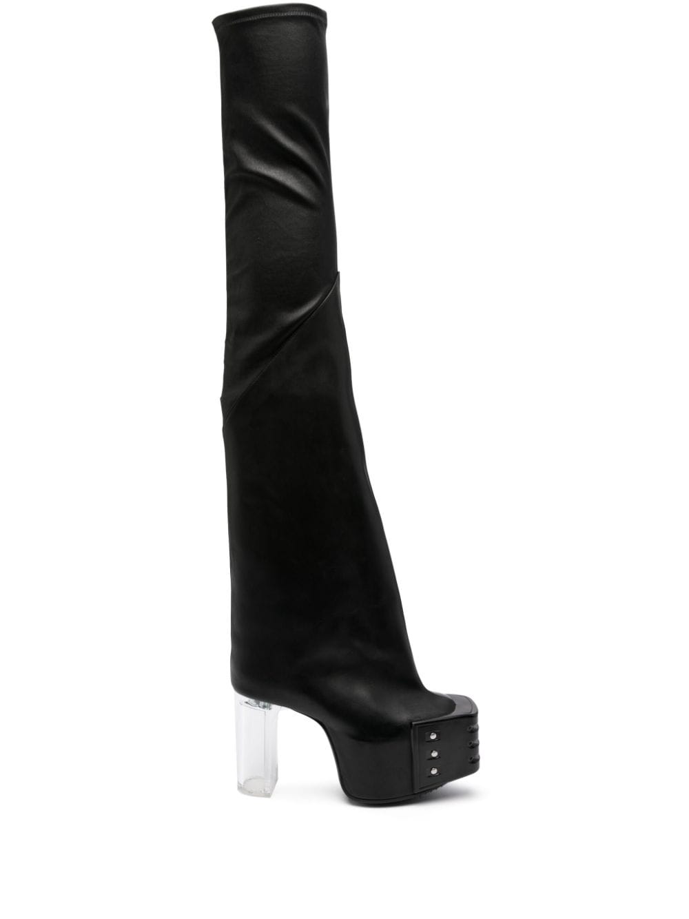 Rick Owens 120mm thigh-length leather boots - Black von Rick Owens