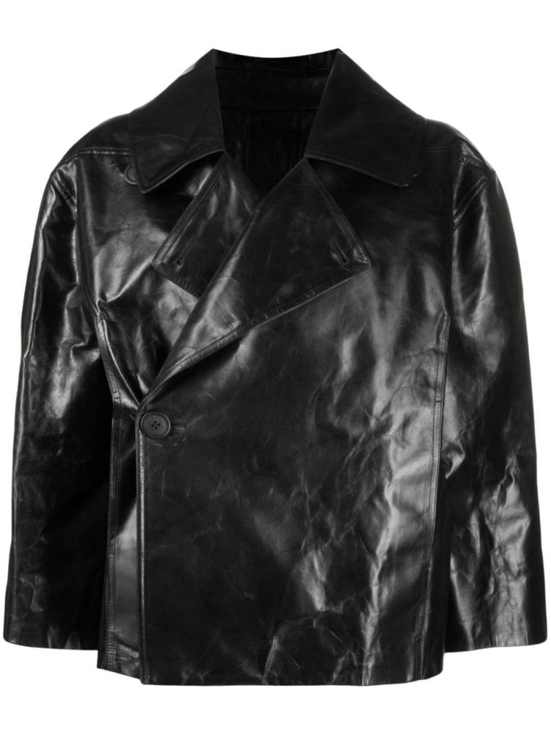 Rick Owens Drella crinkled leather cropped jacket - Black von Rick Owens