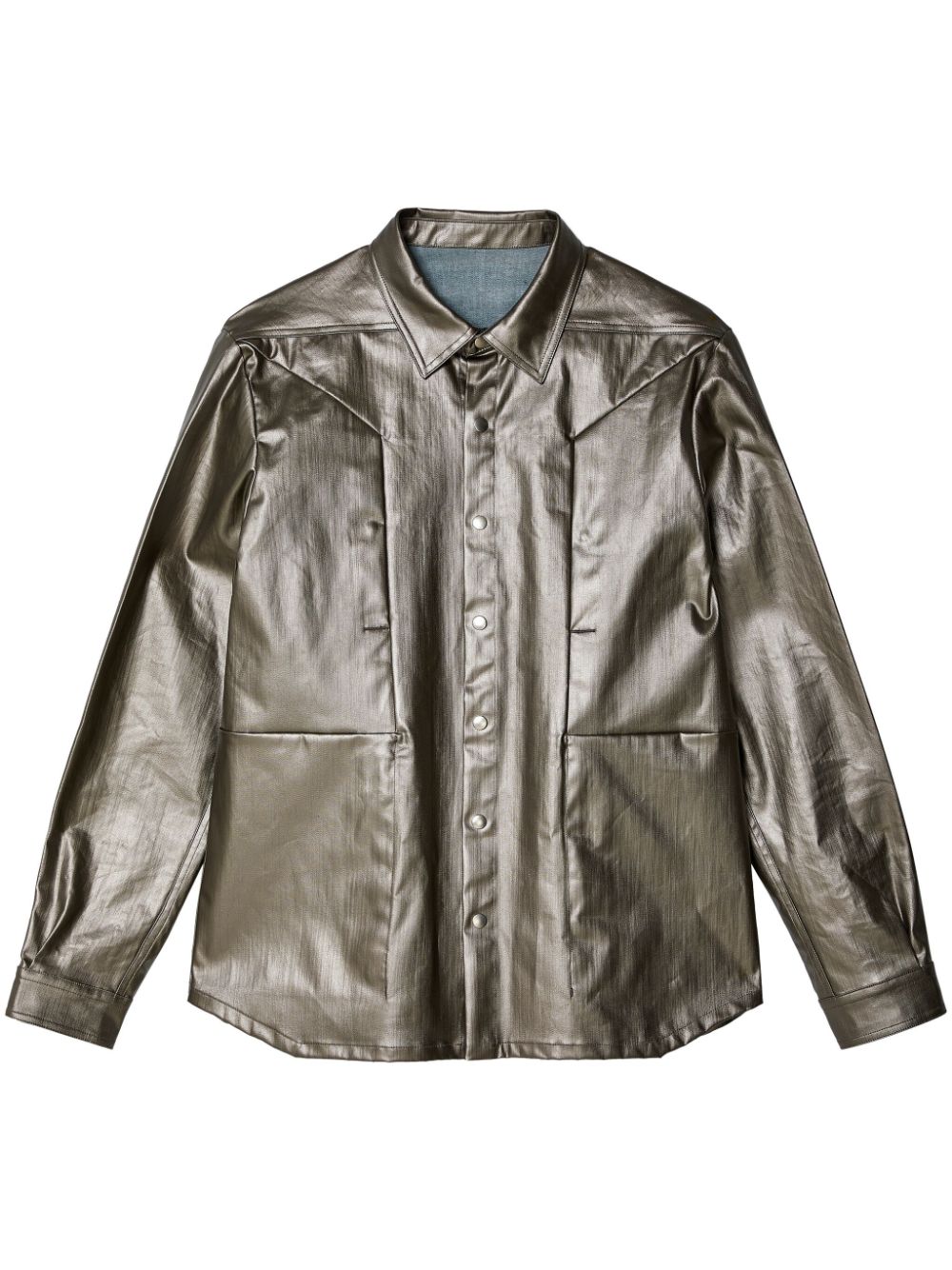 Rick Owens Fogpocket high-shine shirt jacket - Silver von Rick Owens