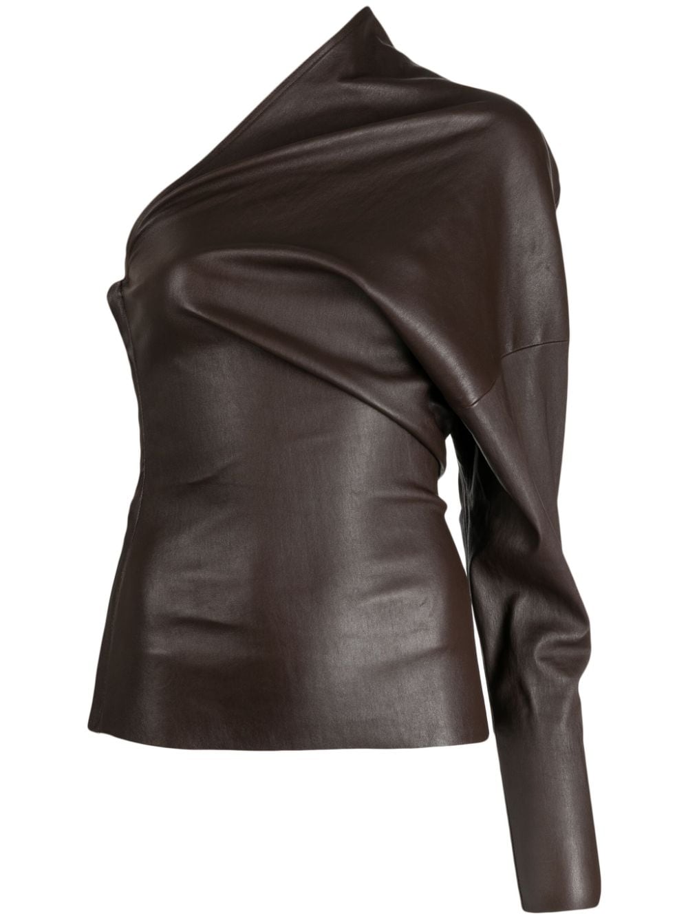 Rick Owens Luxor one-shoulder leather top - Brown von Rick Owens