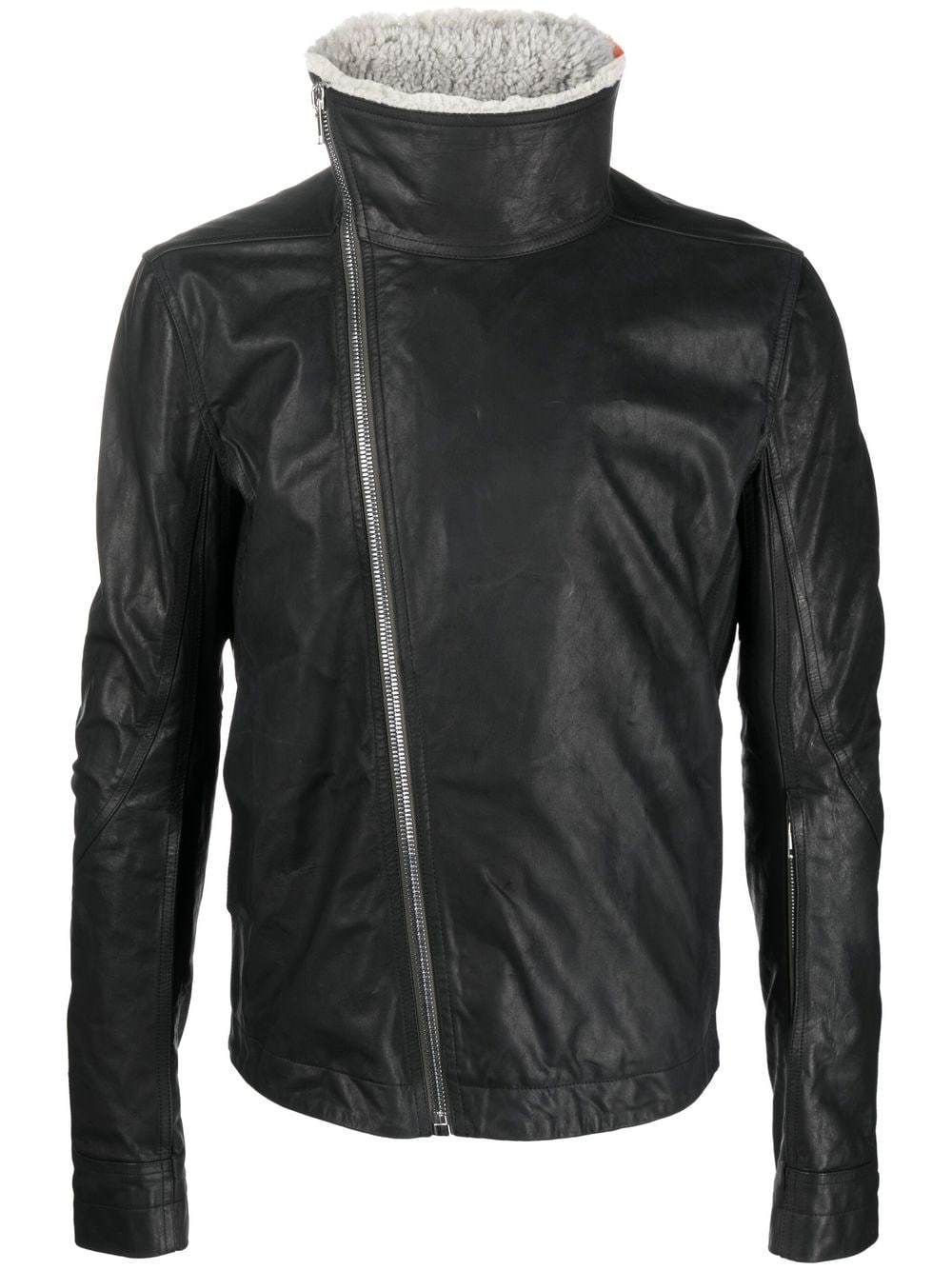 Rick Owens asymmetric leather jacket - Black von Rick Owens