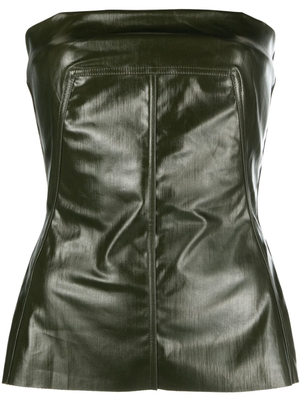 Rick Owens coated denim bustier top - Green von Rick Owens