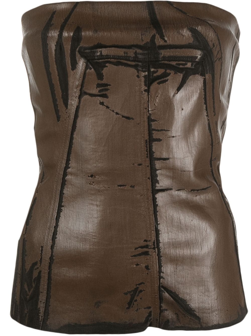 Rick Owens coated-finish cracked bustier top - Brown von Rick Owens