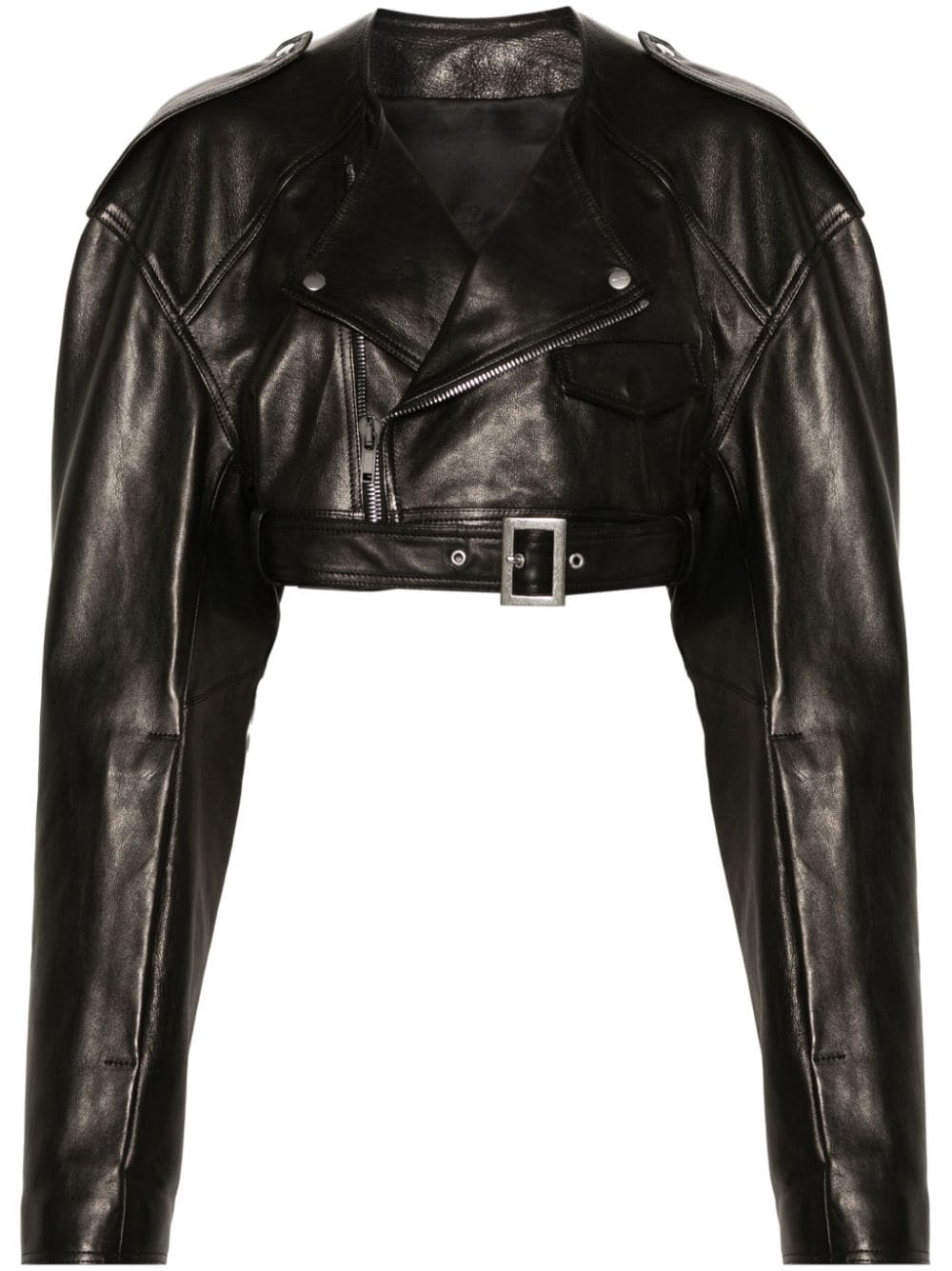 Rick Owens cropped leather biker jacket - Black von Rick Owens