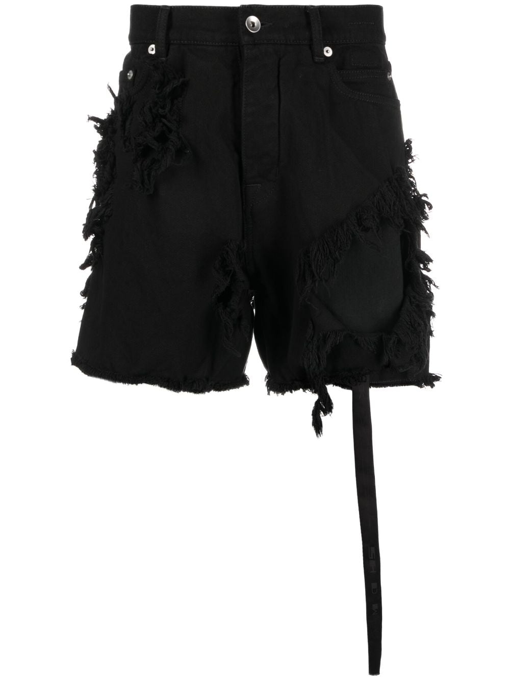 Rick Owens DRKSHDW frayed distressed denim shorts - Black von Rick Owens DRKSHDW