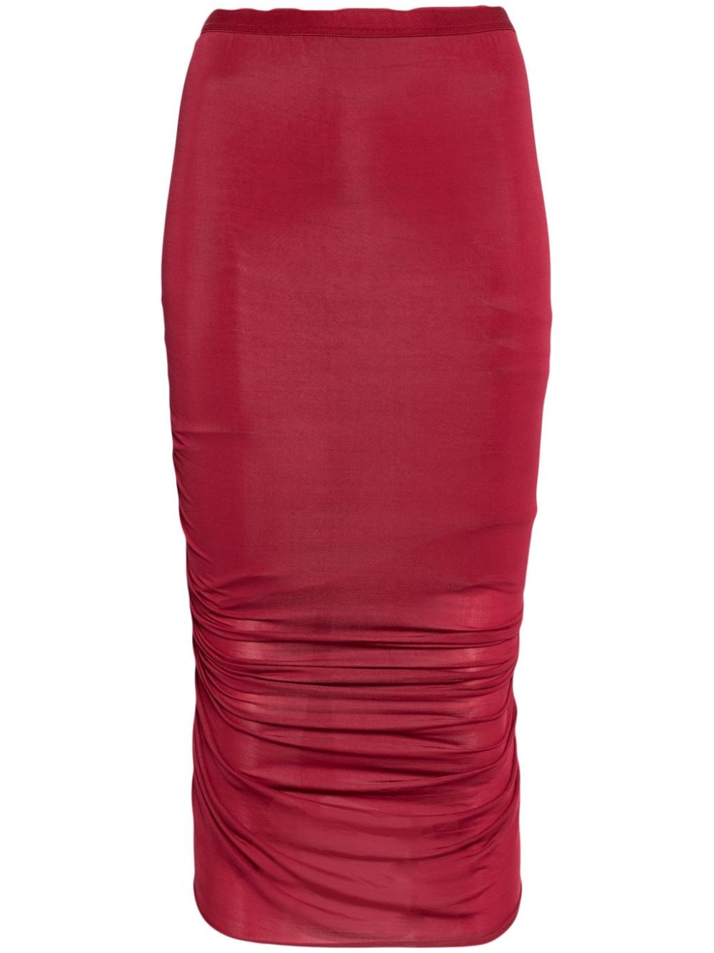 Rick Owens high-waisted ruched midi skirt - Red von Rick Owens