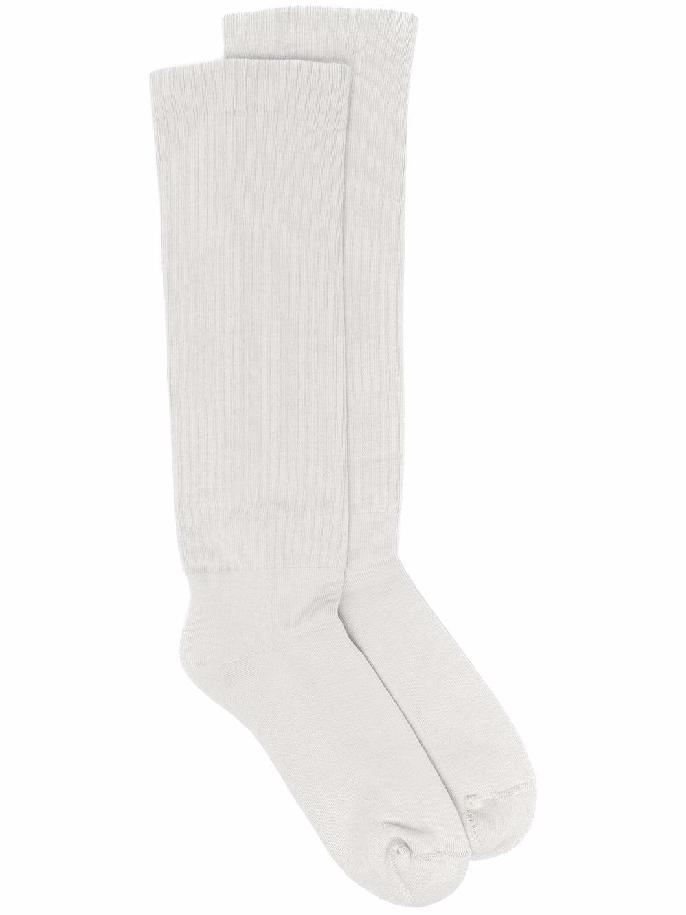 Rick Owens intarsia-knit logo knee-length socks - Grey von Rick Owens