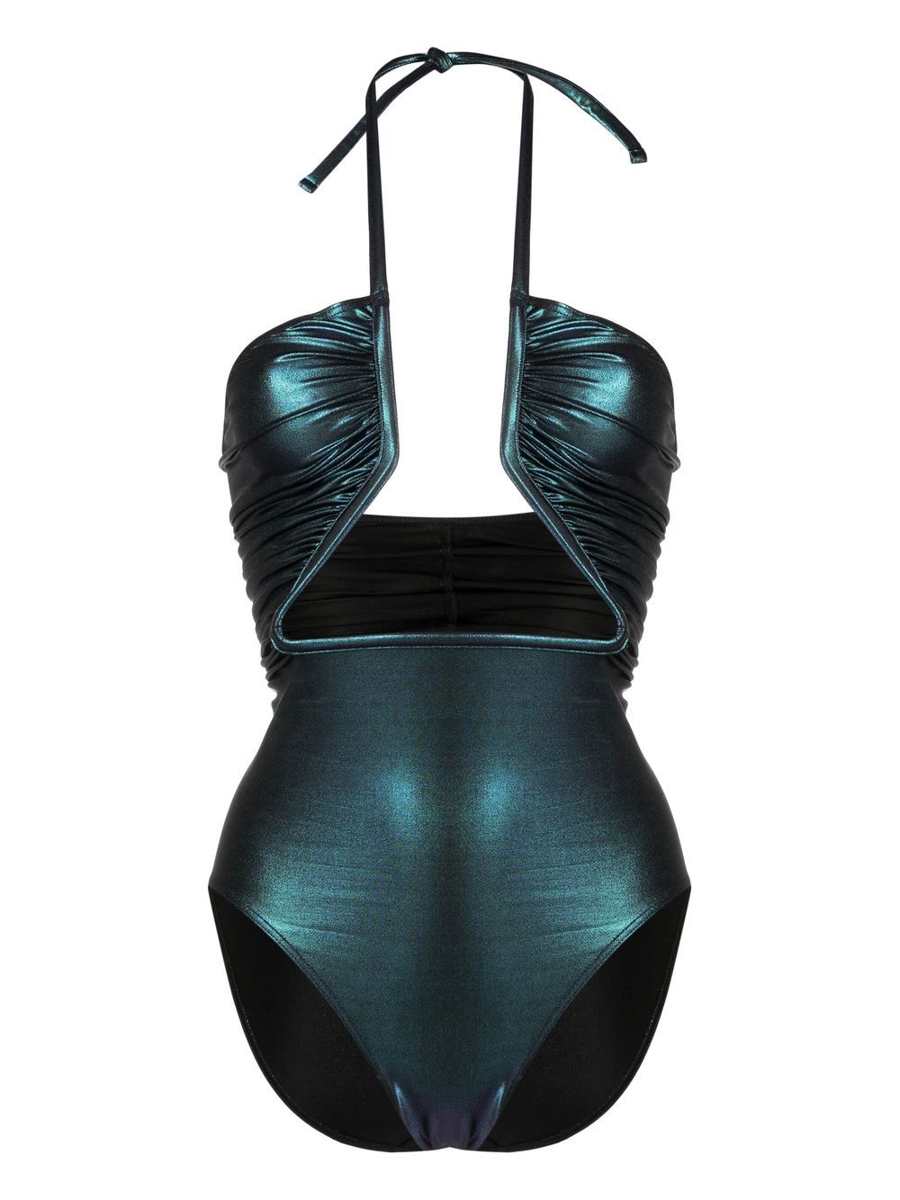 Rick Owens iridescent-effect cut-out swimsuit - Black von Rick Owens