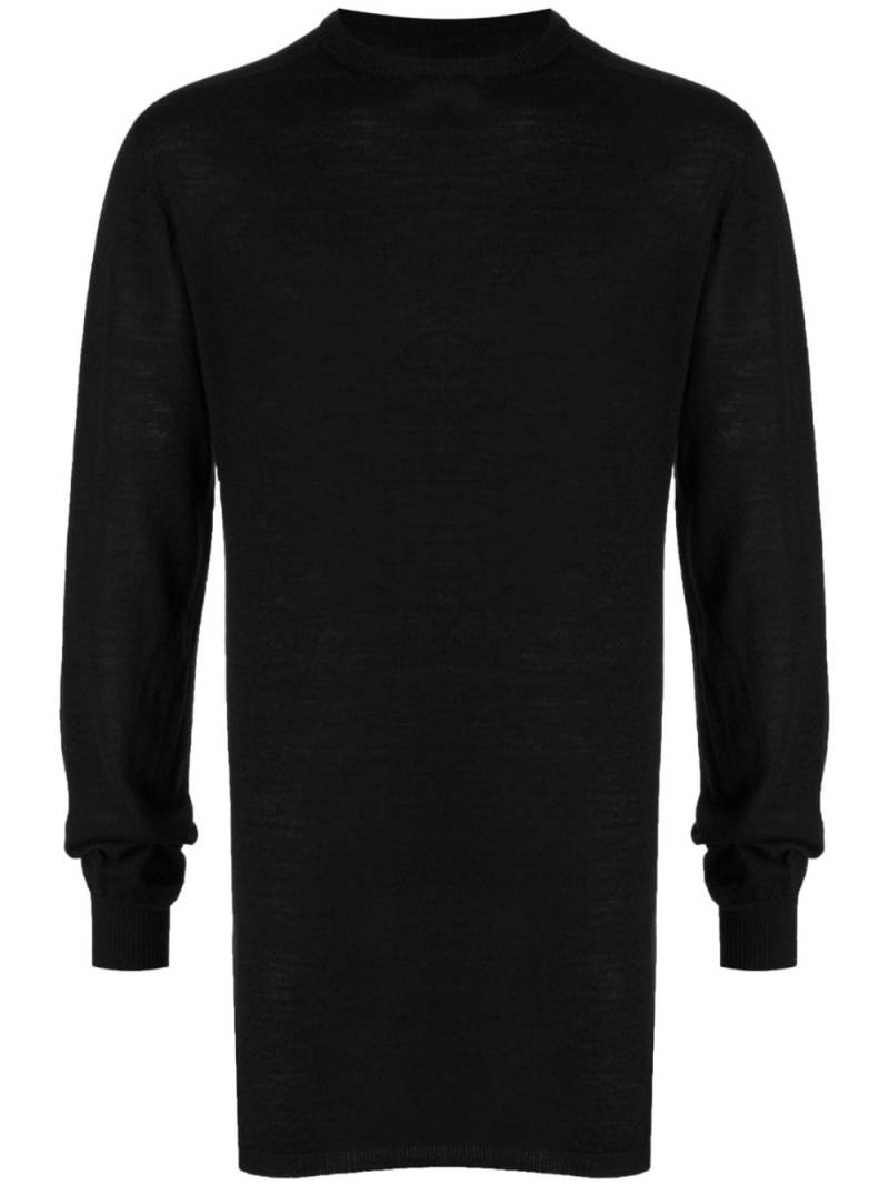 Rick Owens long-line crew-neck sweatshirt - Black von Rick Owens