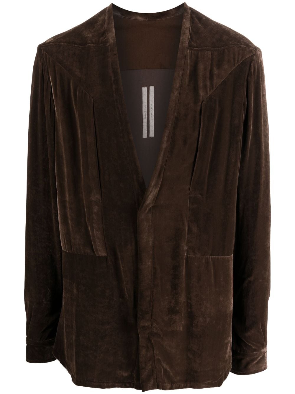 Rick Owens plunge V-neck velvet shirt - Brown von Rick Owens