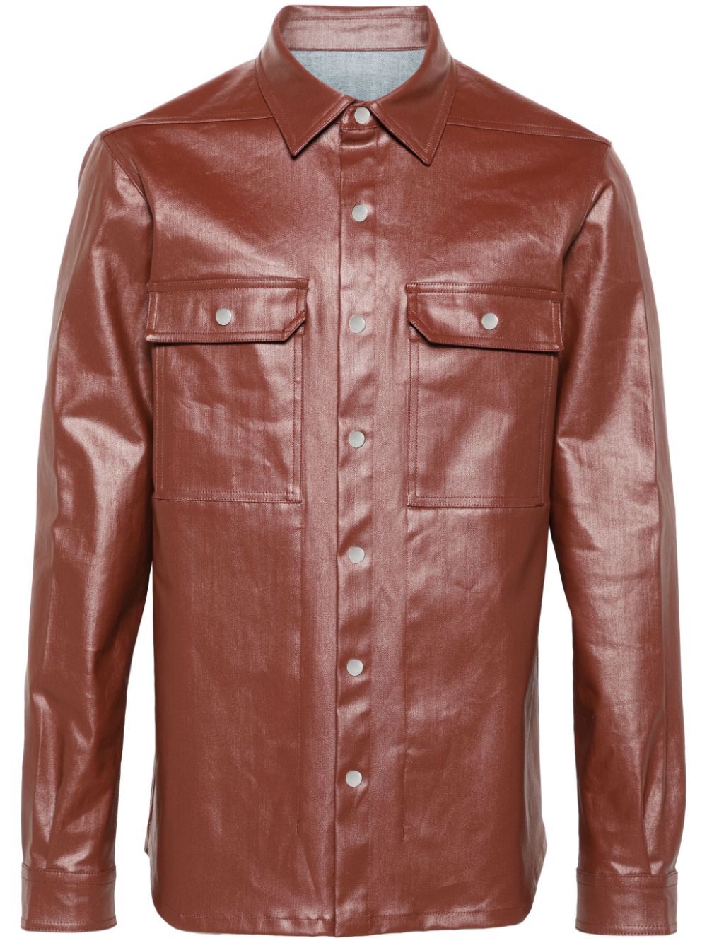 Rick Owens press-stud coated shirt jacket - Brown von Rick Owens