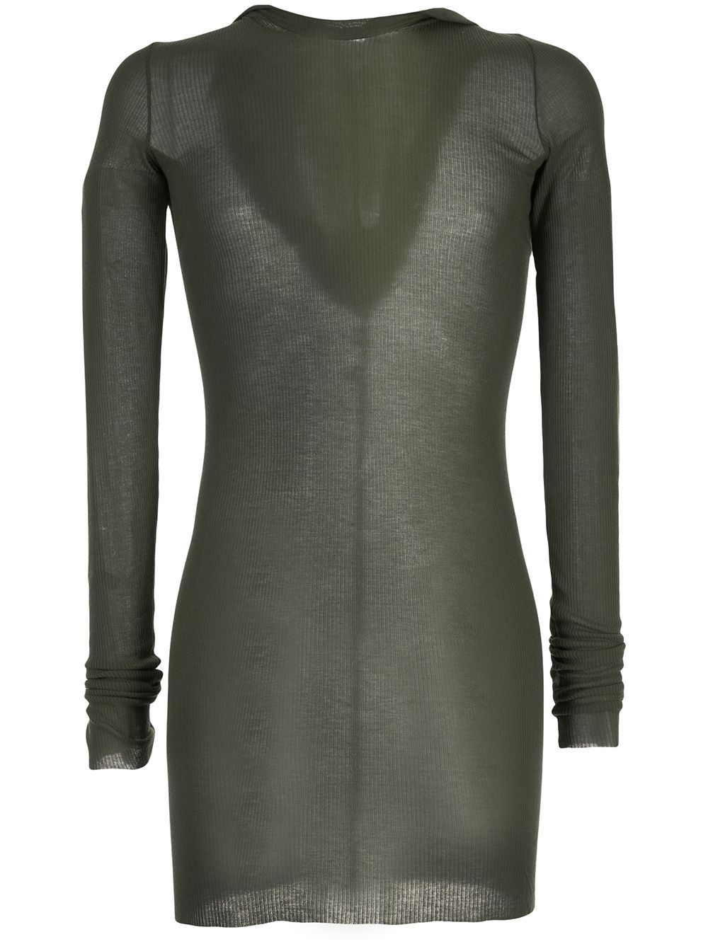 Rick Owens rib-knit hooded T-shirt - Green von Rick Owens