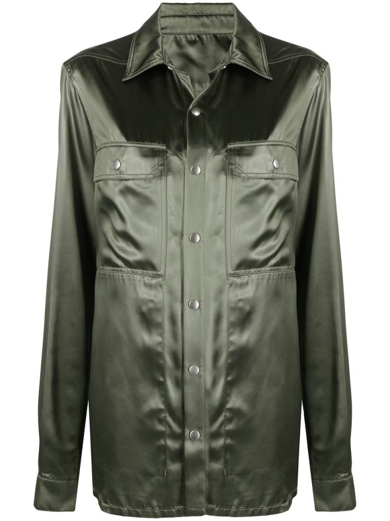 Rick Owens satin classic-collar shirt jacket - Green von Rick Owens